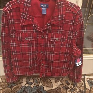 Arizona Jean Company Red Plaid Jean Jacket